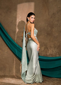 Zarh Celestial Mint Drape Saree Set