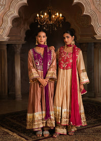 Vayu Champagne Beige Crushed Chanderi Anarkali Set