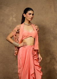 Aarzoo Coral Peach Drape Set
