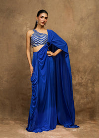 Asmira Royal Blue Fluid Drape Saree