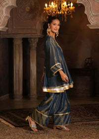 Samsara Midnight Blue Double-Layer Anarkali Set