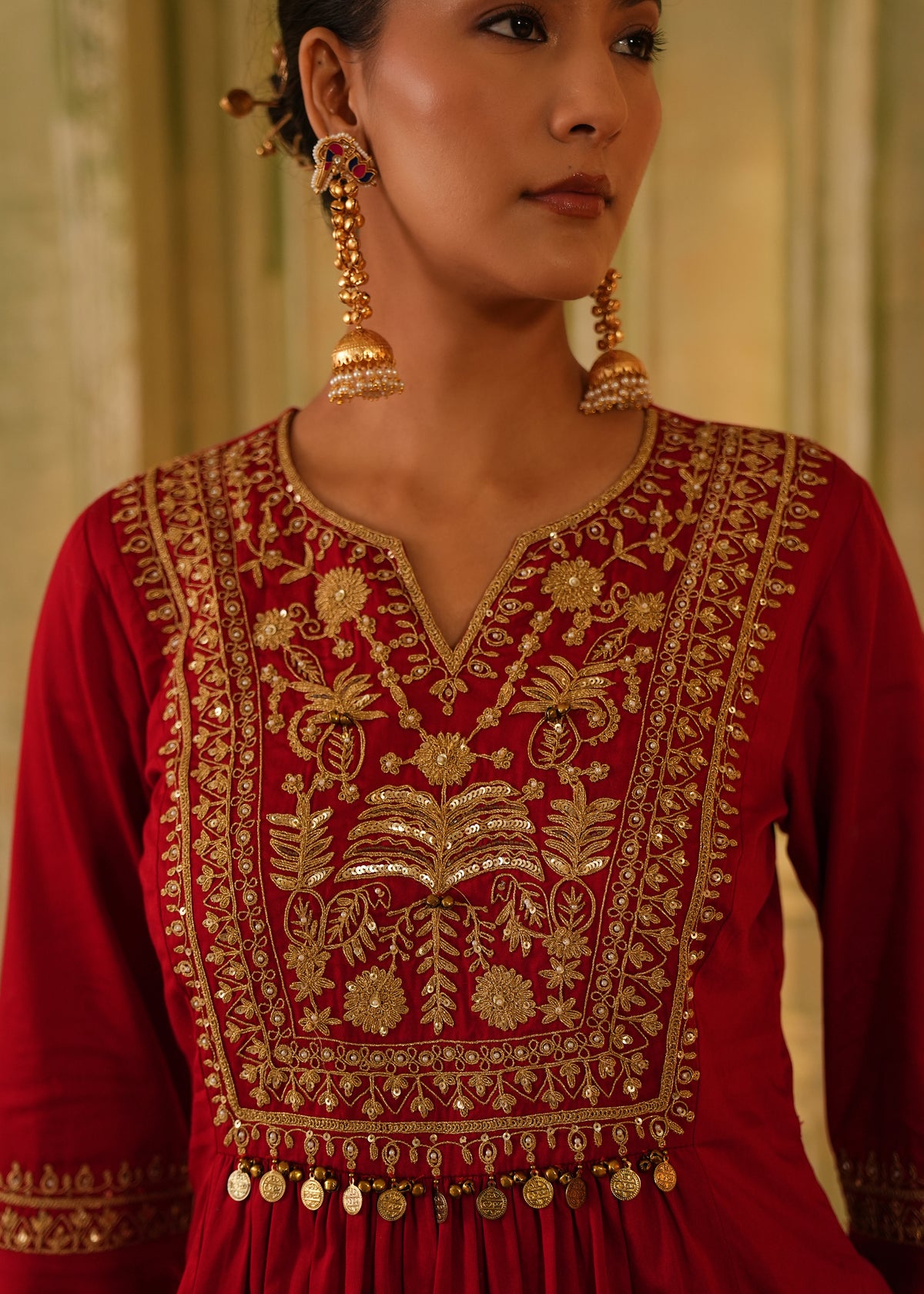 Ikraah Crimson Flared Kurta Set