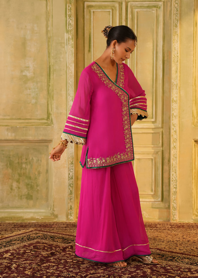 Aynur Rani Pink Angrakha Palazzo Set