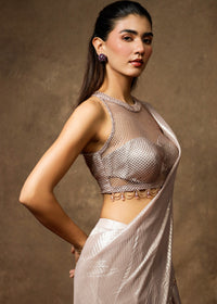 Arz Champagne Pink Conceptual Drape Saree