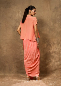Aarzoo Coral Peach Drape Set