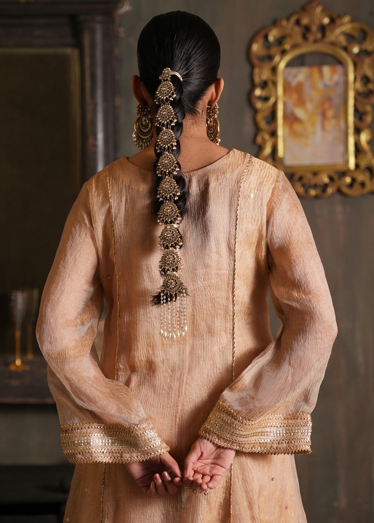 Miraaj Gold Tissue Anarkali Set