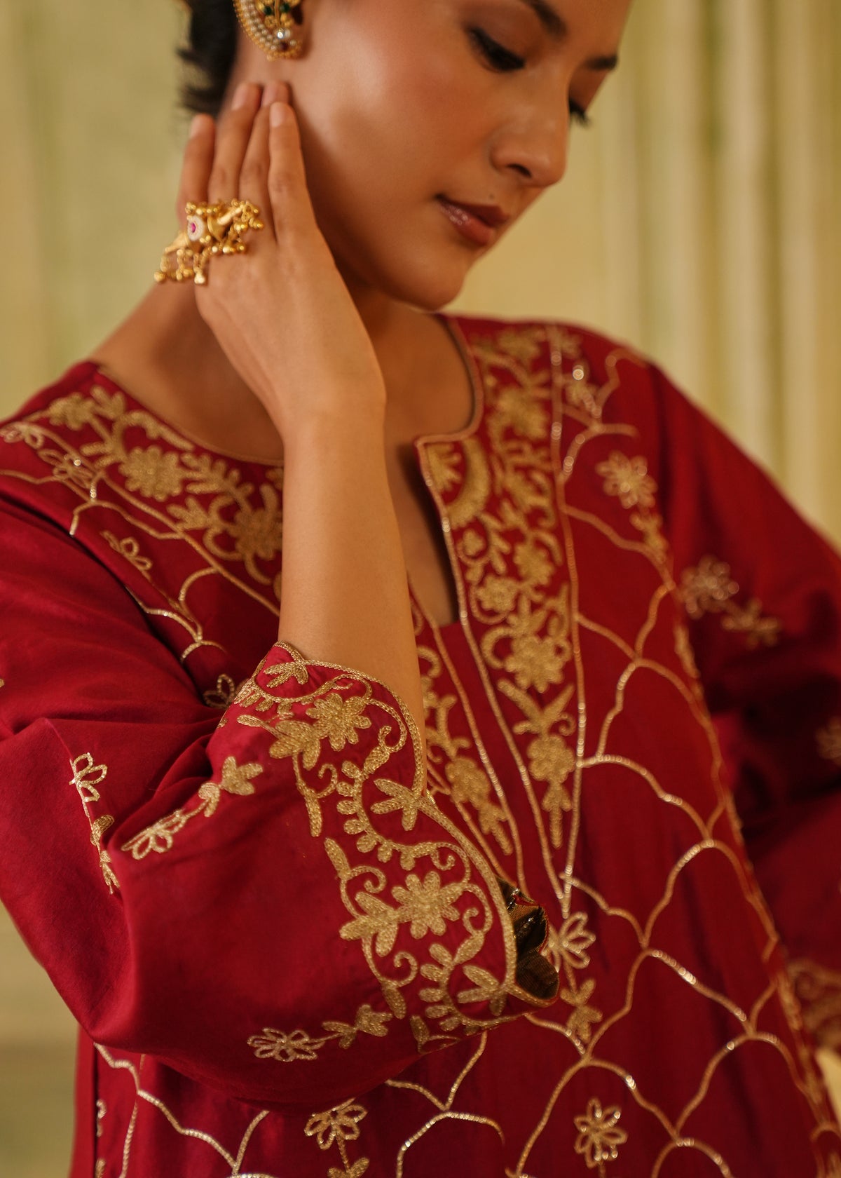Jugni Ruby Red A-Line Kurta Set