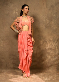 Aarzoo Coral Peach Drape Set