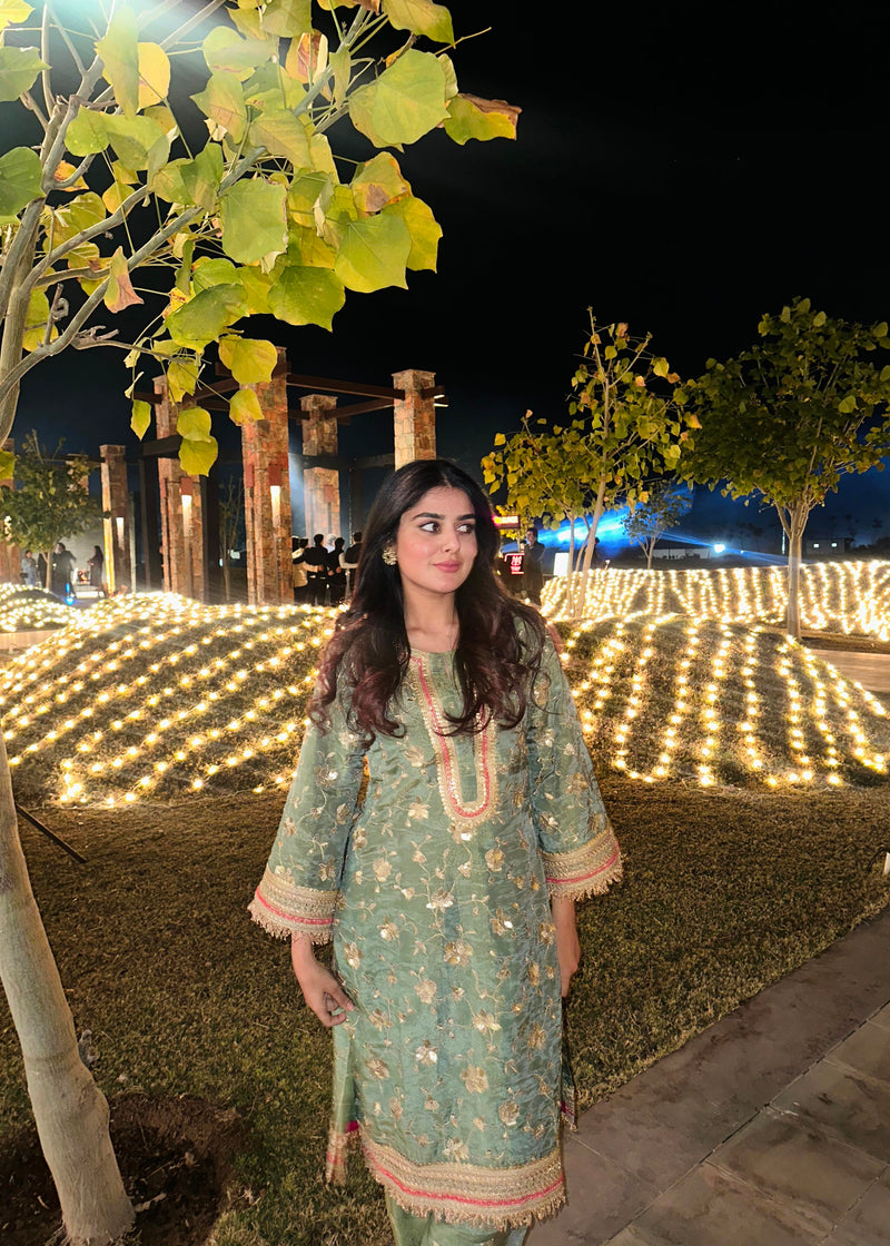 Nishtha Menaria x Rubab Green Choga Set