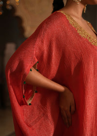 Aarini Coral Rust Kaftan Drape Set