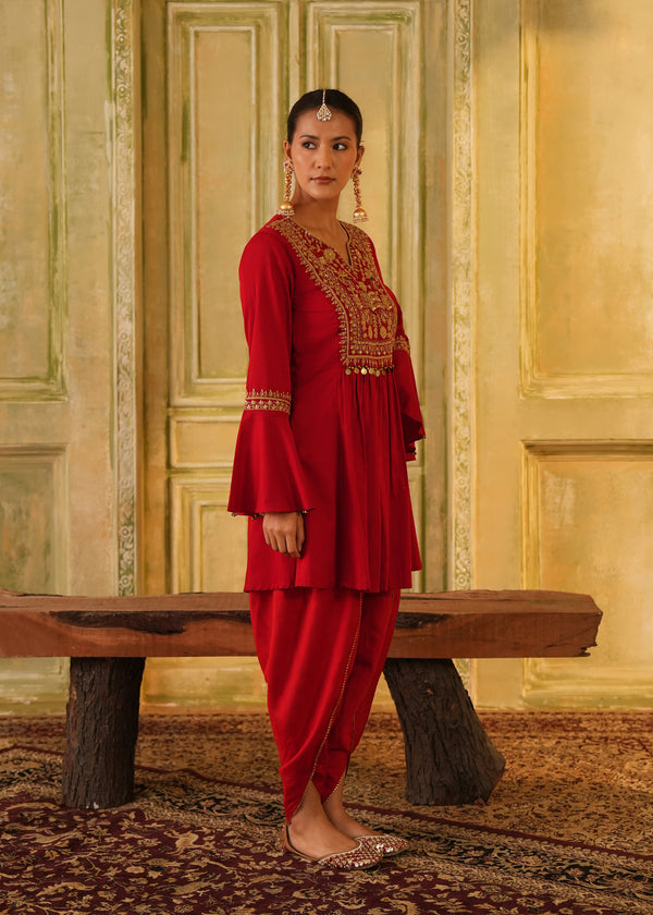 Ikraah Crimson Flared Kurta Set