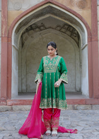 Gulrukh Emerald Green Anarkali Set