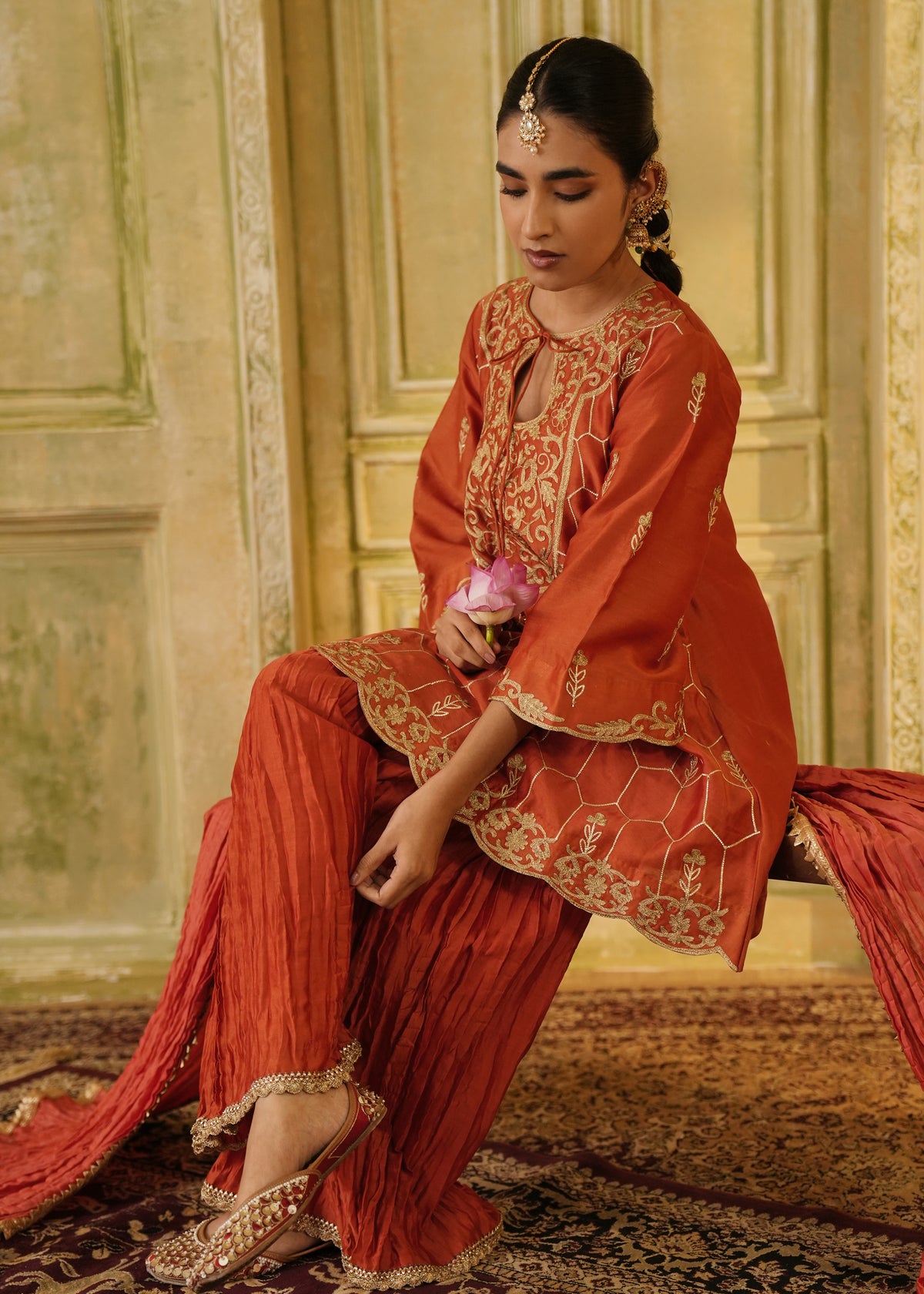 Anvaya Burnt Orange A-Line Kurta Set