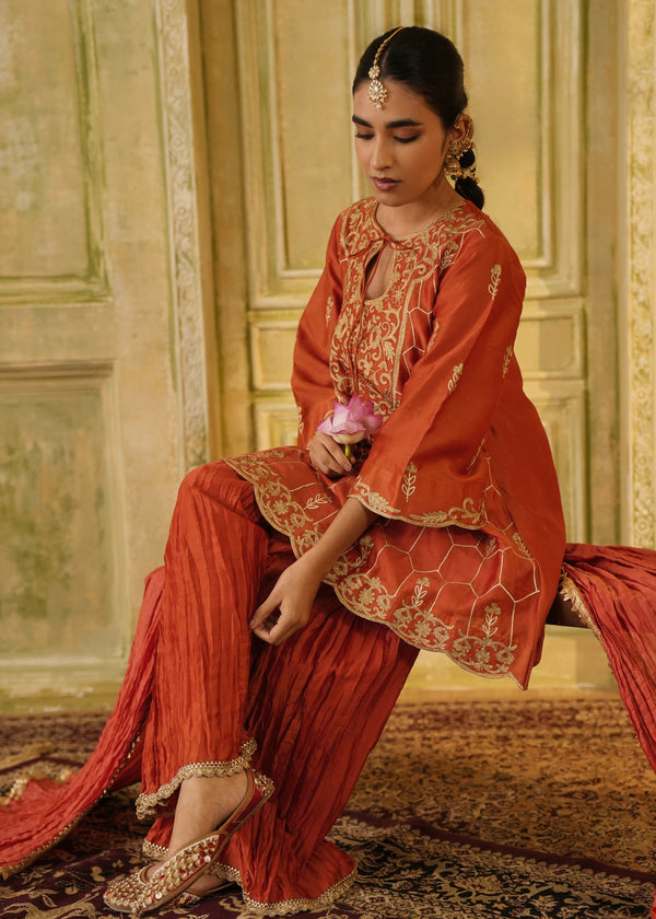 Anvaya Burnt Orange A-Line Kurta Set