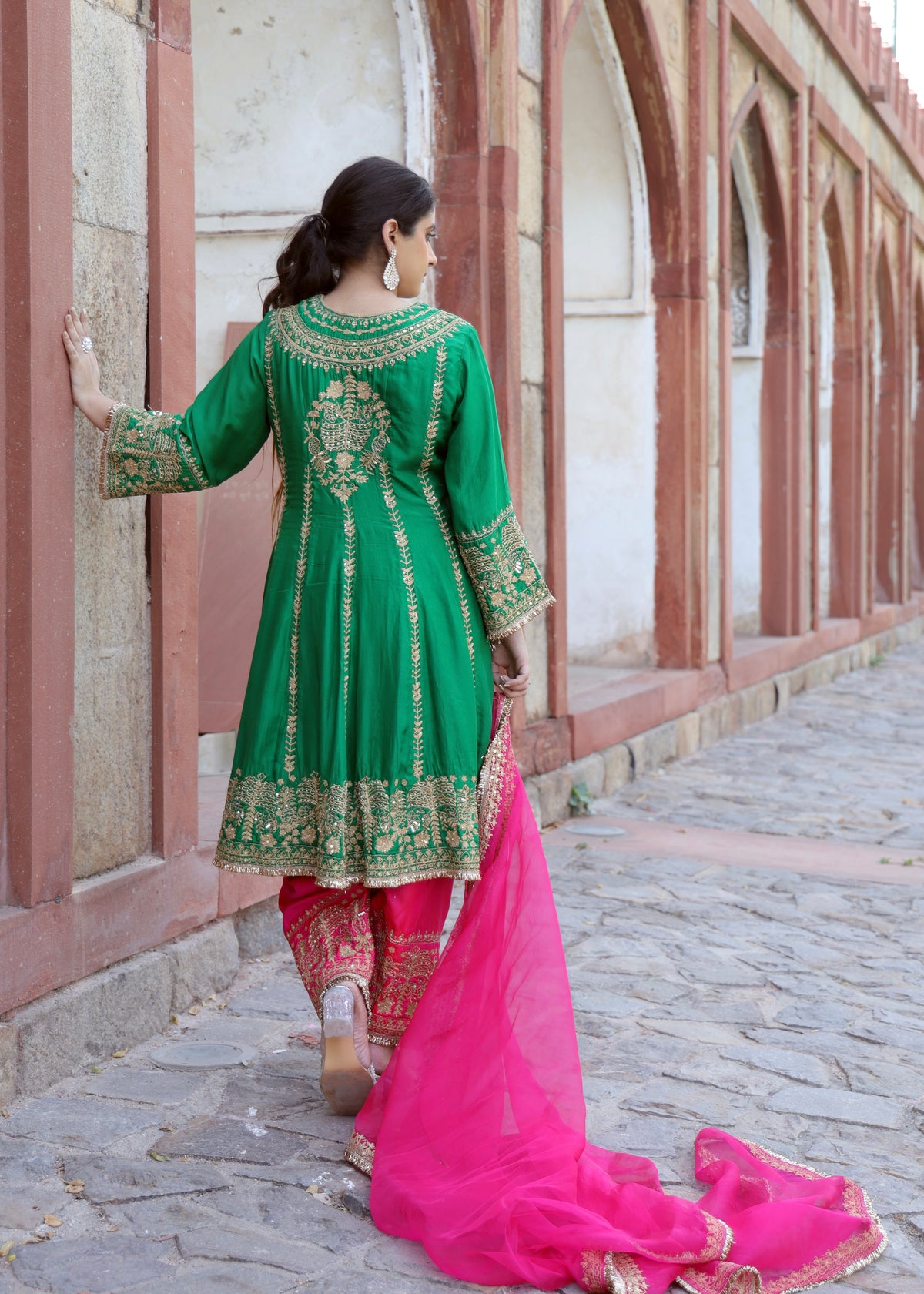 Gulrukh Emerald Green Anarkali Set