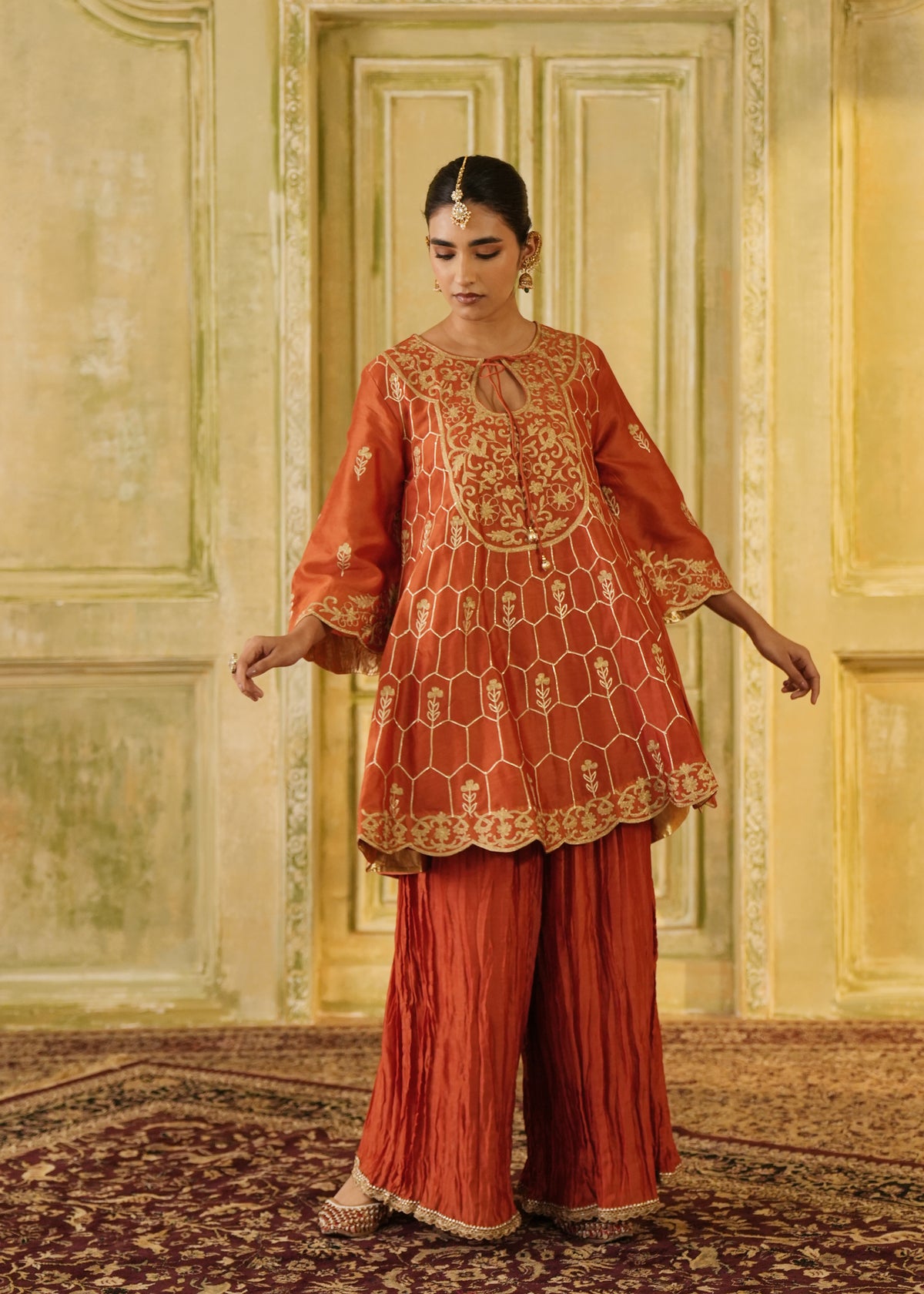 Anvaya Burnt Orange A-Line Kurta Set