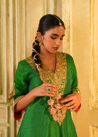 Saanjh Jade Green Raw Silk Kurta Set