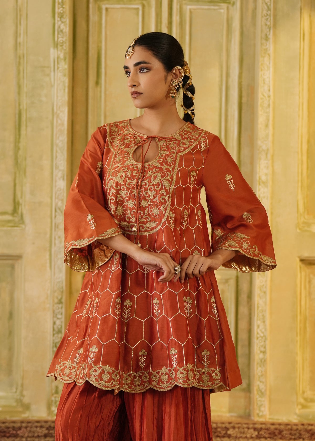 Anvaya Burnt Orange A-Line Kurta Set