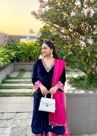 Guneet Kaur Wahan x Haseena Silk Velvet Kurta Set