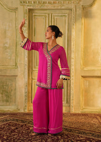 Aynur Rani Pink Angrakha Palazzo Set