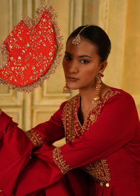 Ikraah Crimson Flared Kurta Set
