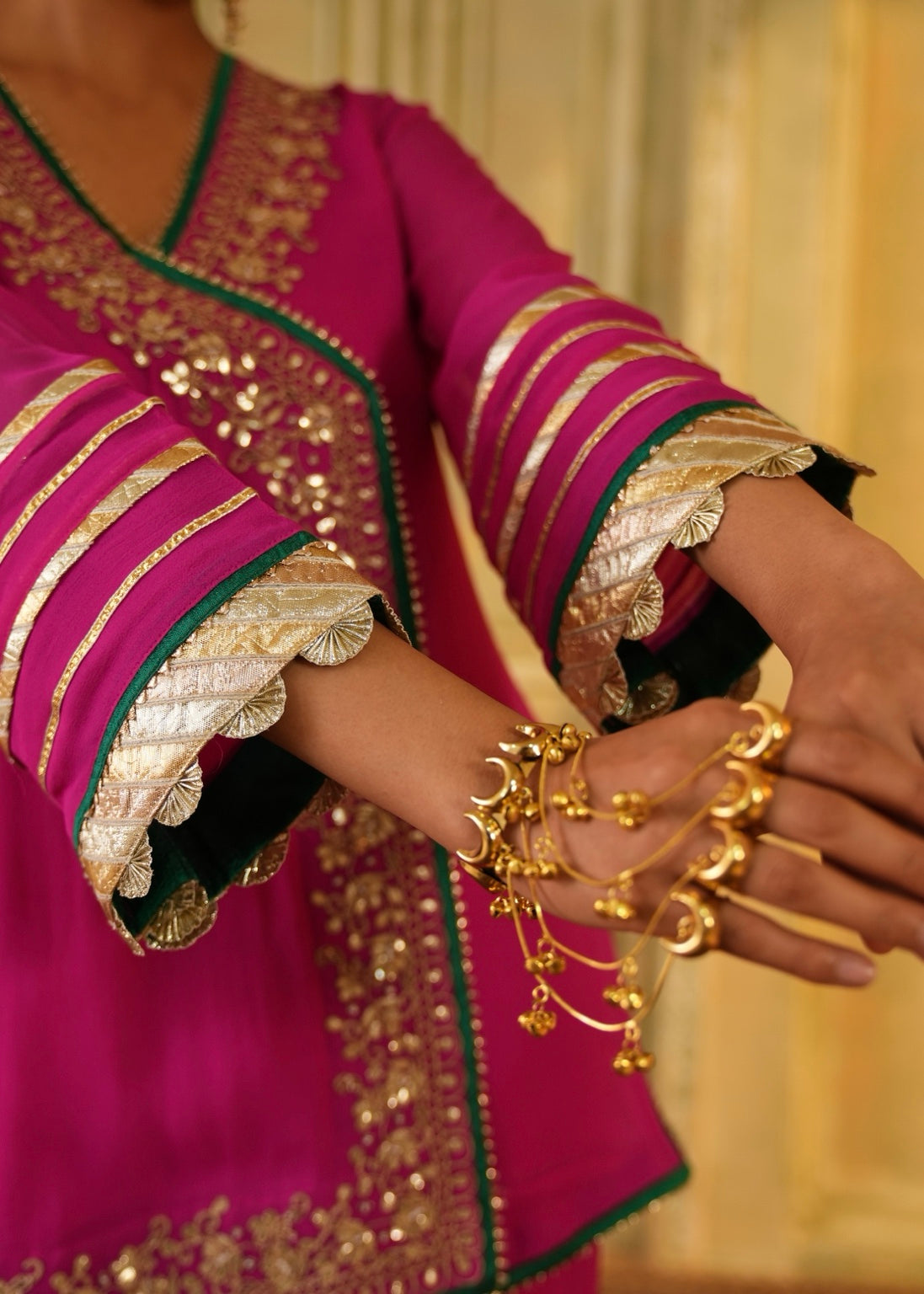 Aynur Rani Pink Angrakha Palazzo Set