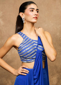 Asmira Royal Blue Fluid Drape Saree