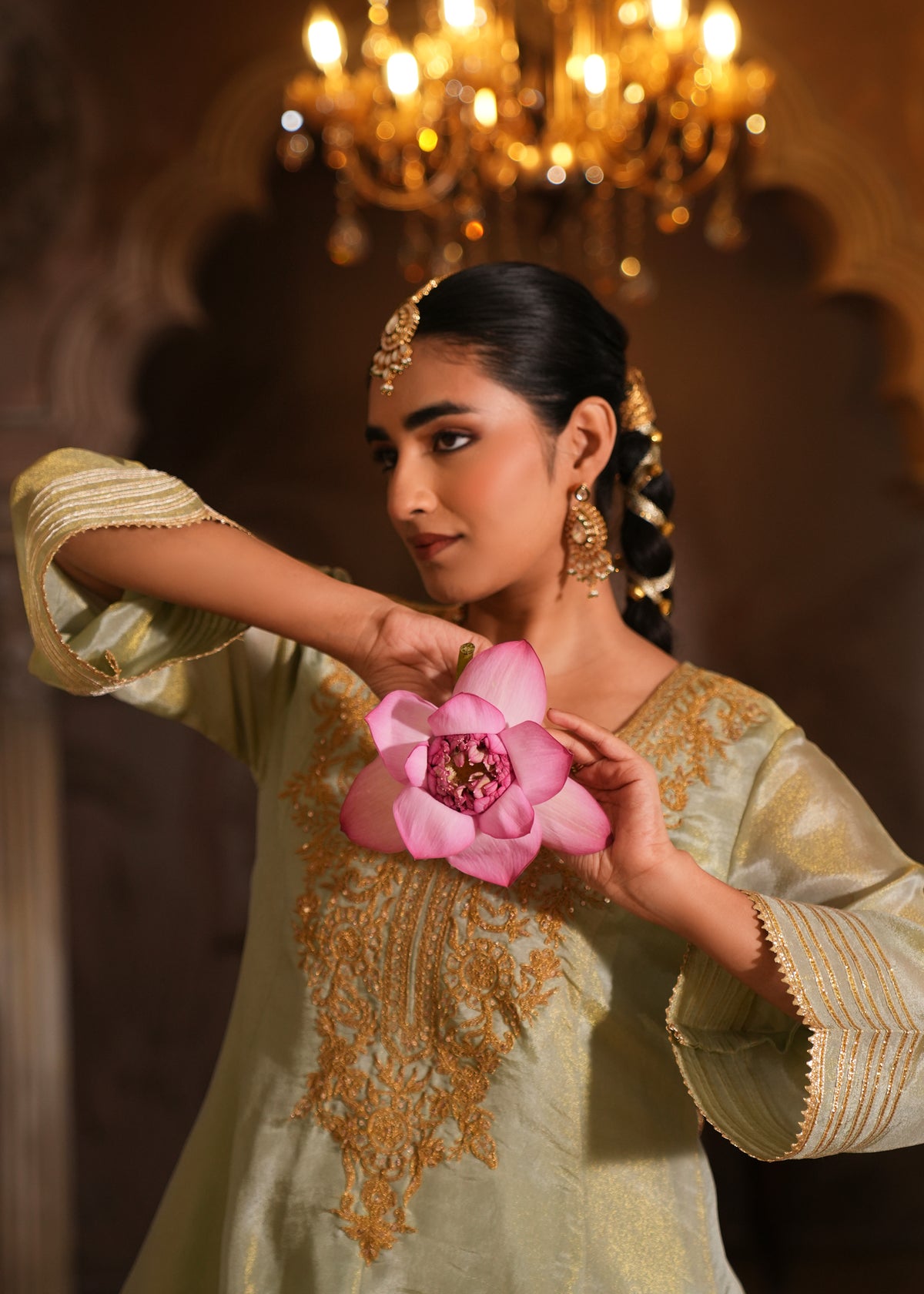 Masakali Sage Green Double-Layer Anarkali Set