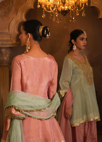 Nivasa Salmon Pink Double-Layer Anarkali Set
