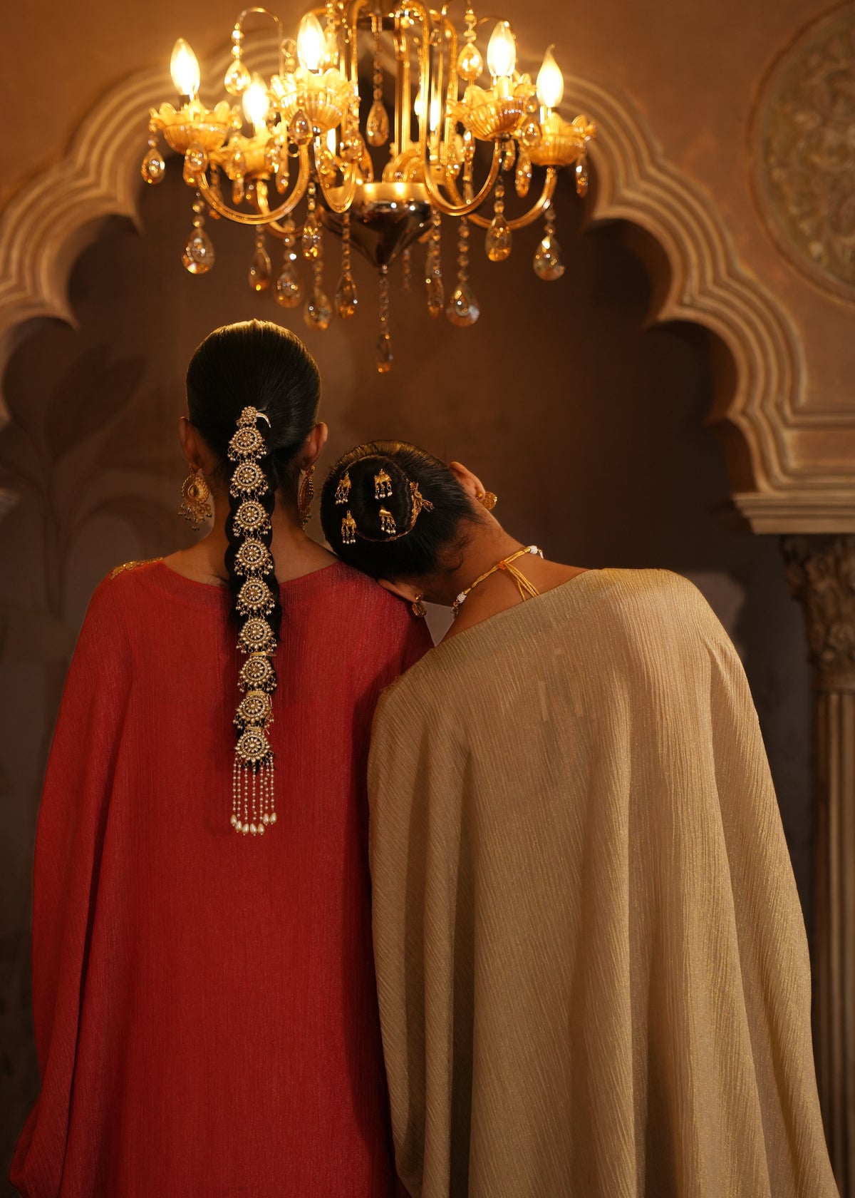 Aarini Coral Rust Kaftan Drape Set