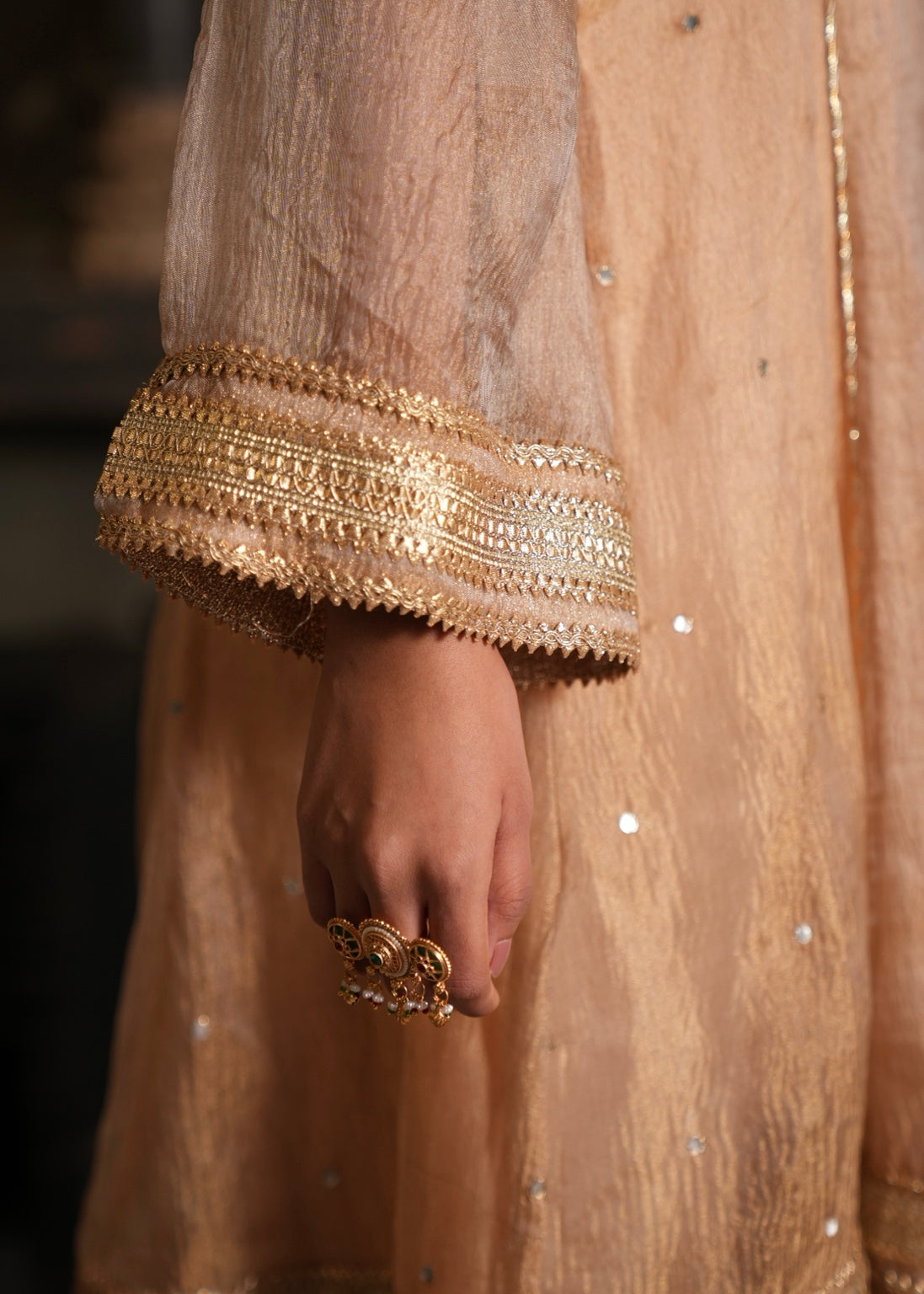 Miraaj Gold Tissue Anarkali Set