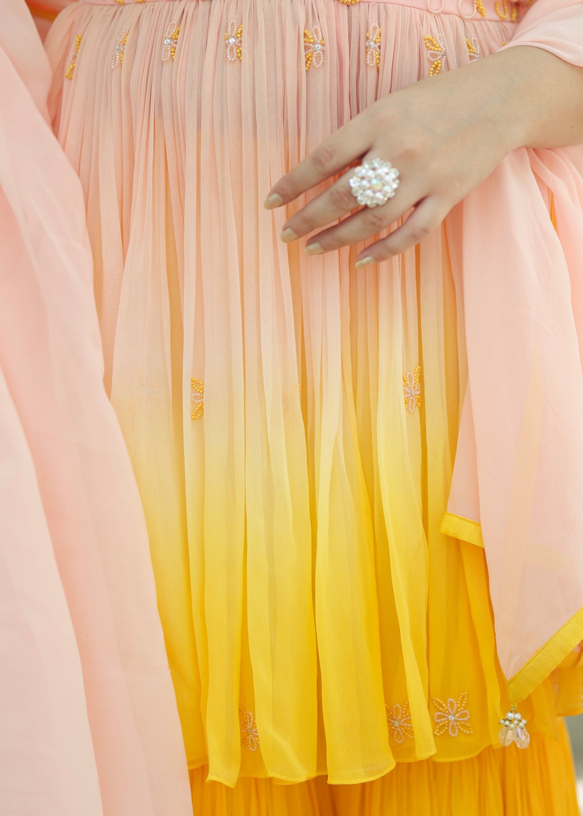 Rumi Pink Yellow Ombré Anarkali Set