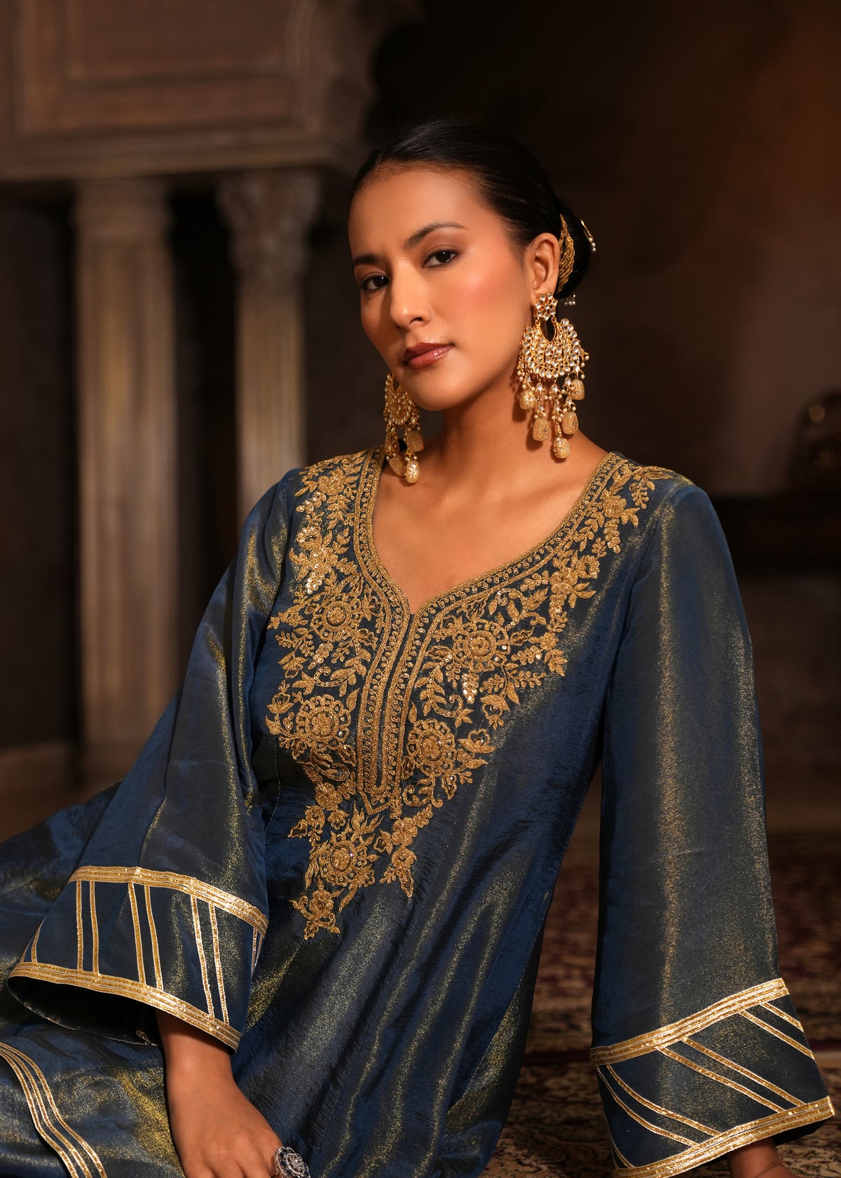 Samsara Midnight Blue Double-Layer Anarkali Set