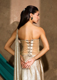 Ziya Gold Drape Corset Saree Set