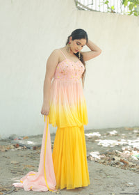 Rumi Pink Yellow Ombré Anarkali Set