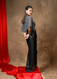 Rukhsar Black Metallic Drape Cape Set