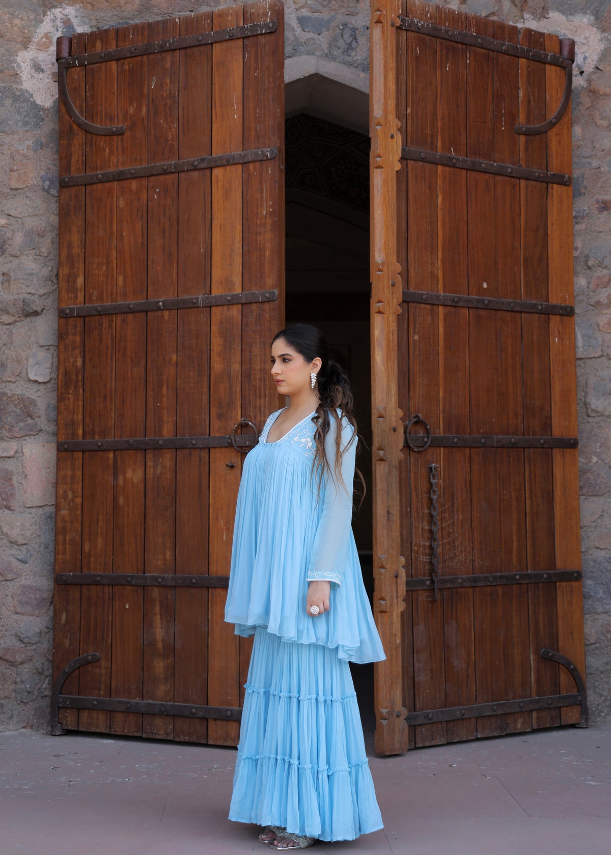 Lehar Powder Blue Anarkali Set
