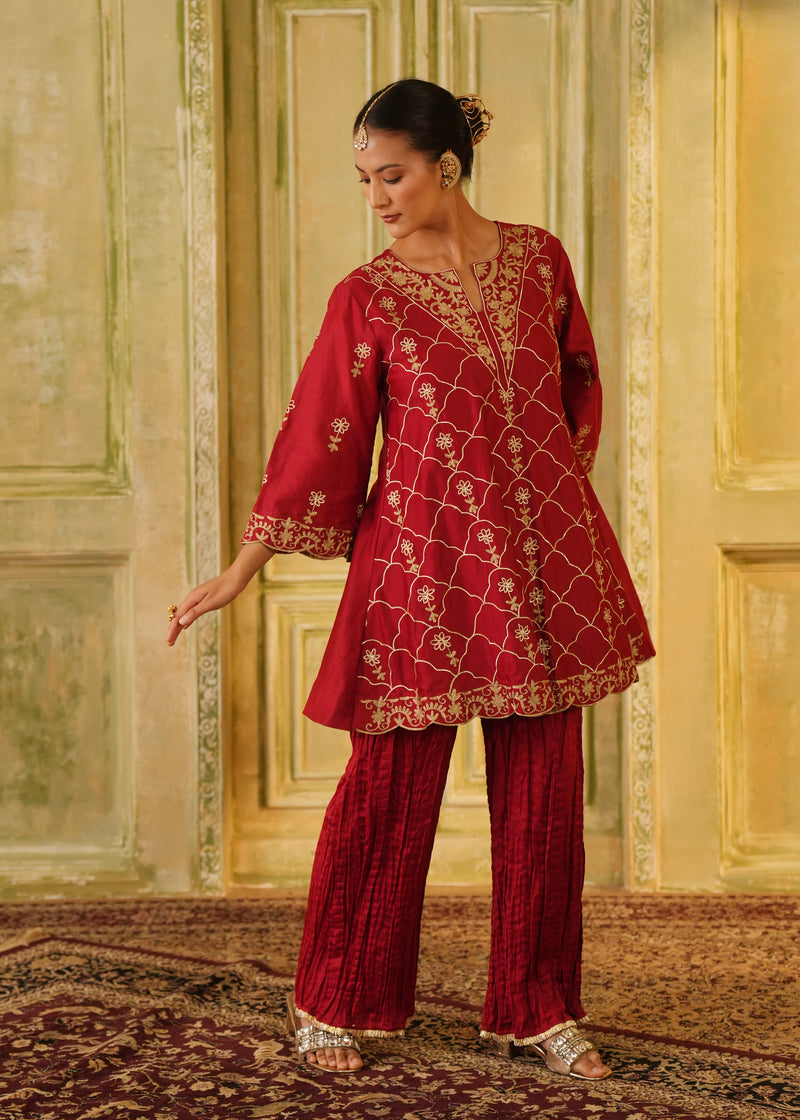 Jugni Ruby Red A-Line Kurta Set