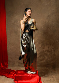 Sera Black-Gold Corset Style Saree Set