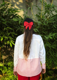 Pinstripe Petals Red Shirt
