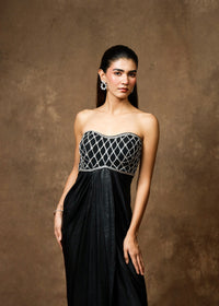 Rukhsar Black Metallic Drape Cape Set