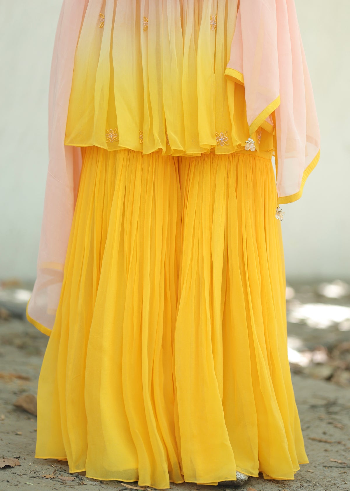 Rumi Pink Yellow Ombré Anarkali Set