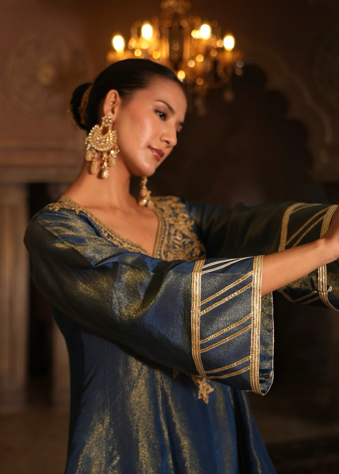 Samsara Midnight Blue Double-Layer Anarkali Set