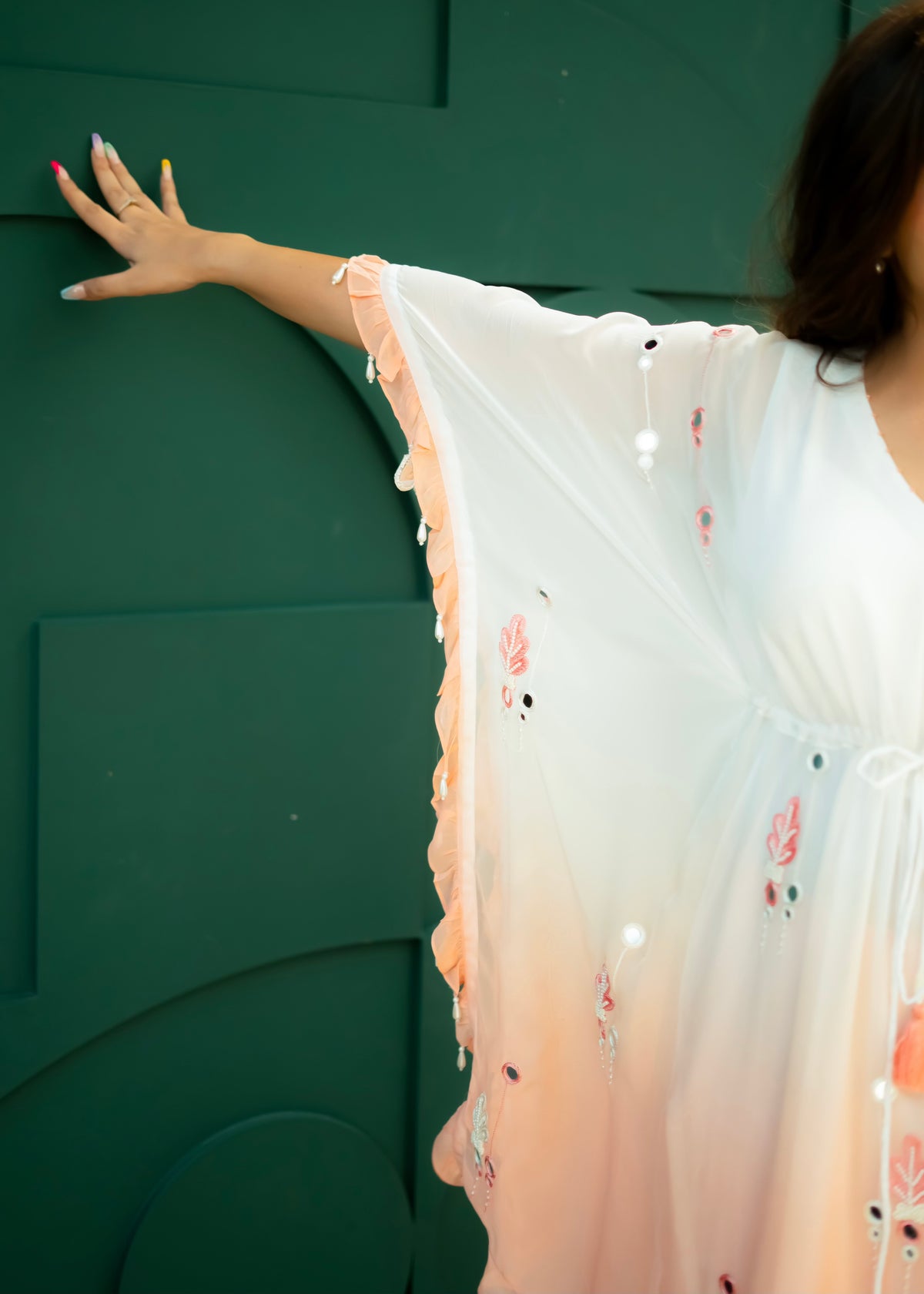 Gia Pink White Ombré Kaftan Set