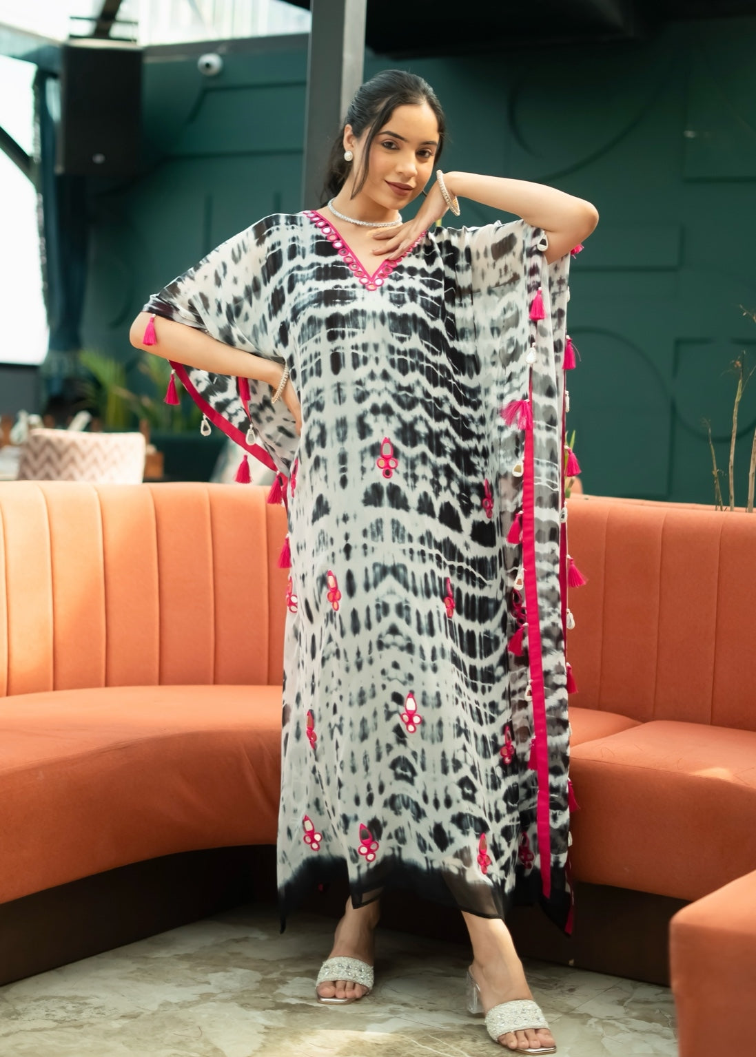 Inaya Black Tie & Dye Kaftan