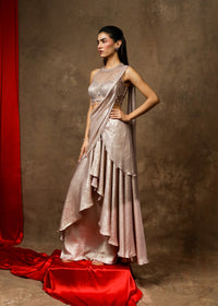 Arz Champagne Pink Conceptual Drape Saree