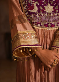 Nehmat Rose Bronze Crushed Chanderi Anarkali Set