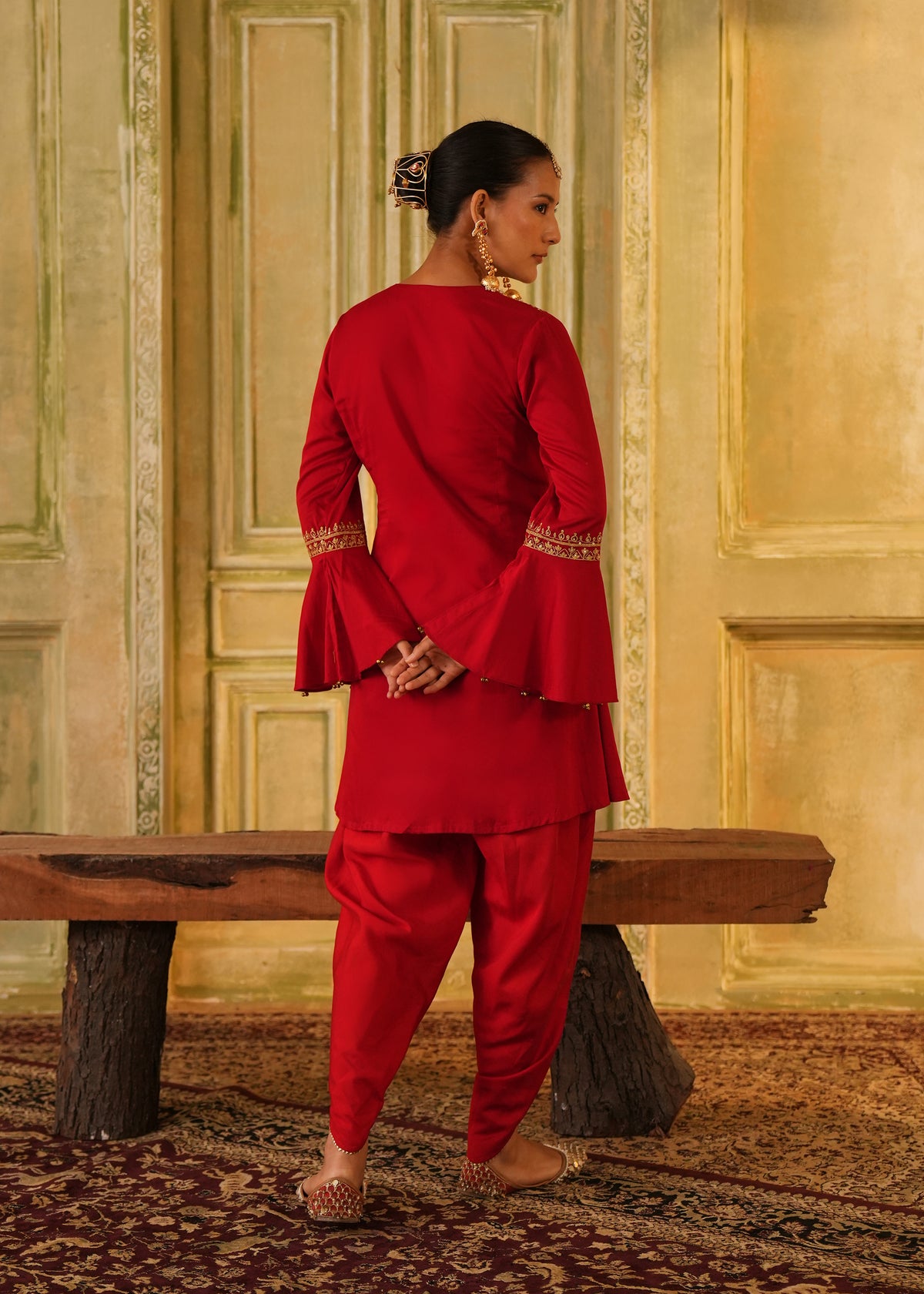 Ikraah Crimson Flared Kurta Set