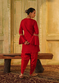Ikraah Crimson Flared Kurta Set