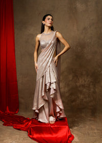 Arz Champagne Pink Conceptual Drape Saree